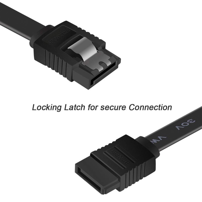 BENFEI SATA Cable III, SATA Cable III 6Gbps Straight HDD SDD Data Cable with Locking Latch 18 Inch Compatible for SATA HDD, SSD, CD Driver, CD Writer - Black - Image 3